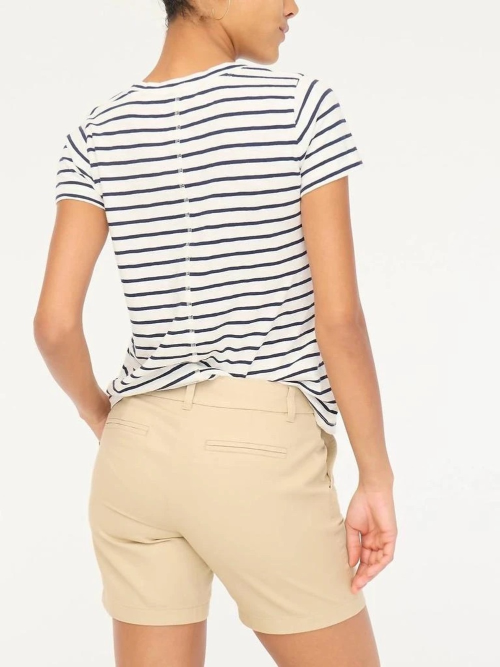 J. Crew White and Navy Striped Girlfriend Tee